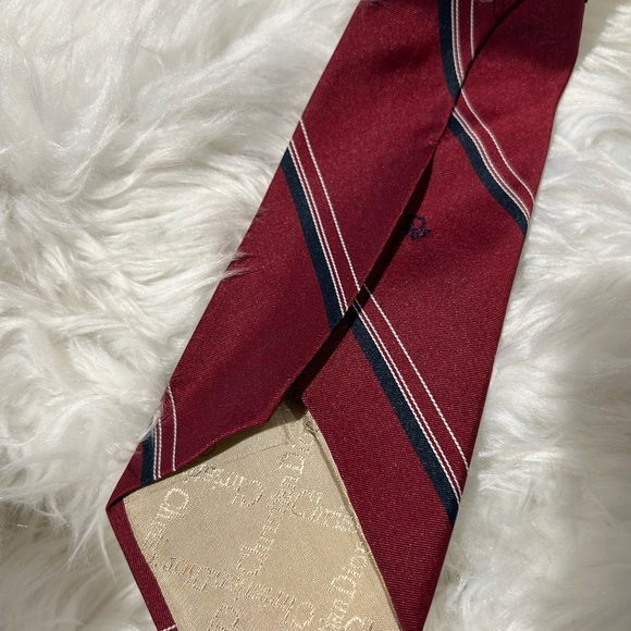 Christian Dior vintage striped red wine men tie logo embroidered - Picture 6 of 6
